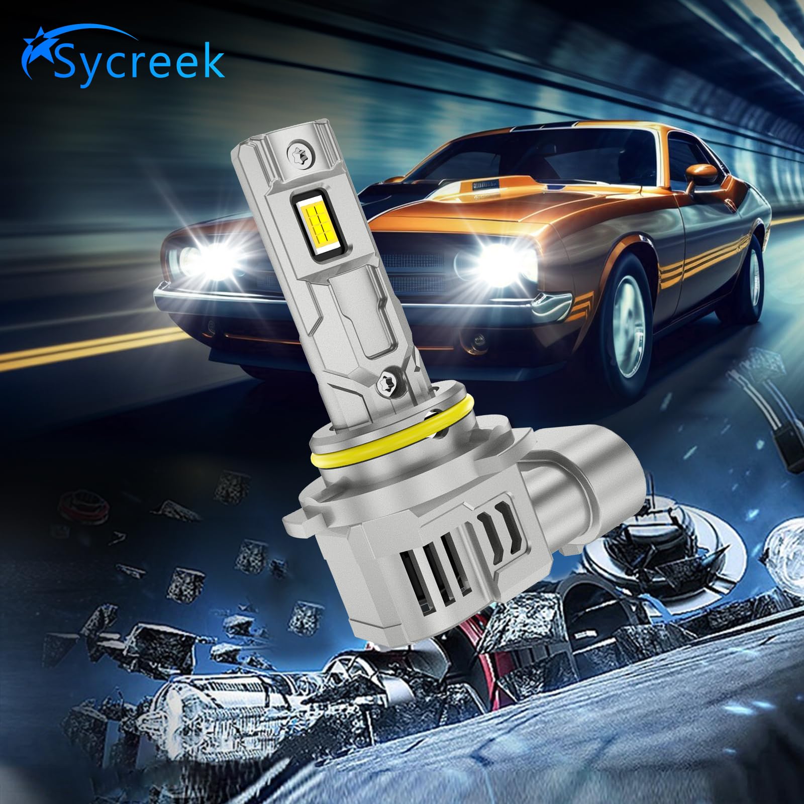 Sycreek 9005 HB3 LED Lampadine,120W 30000 LM Lampadina Led Hb3 Auto 18V Bianco 6000K, kit fari 600% Super Bright Sostituzione Alogena
