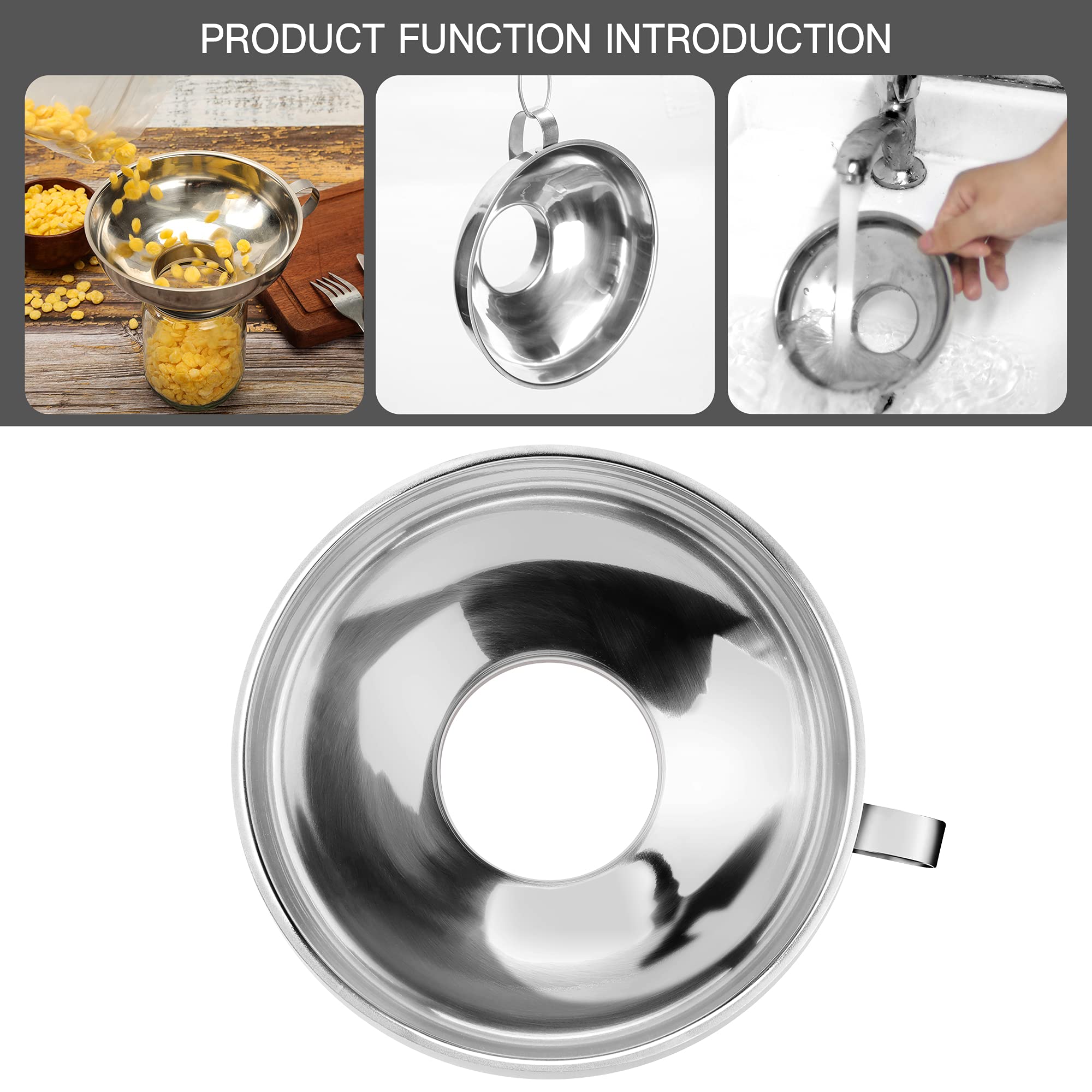 2 PCS Canning Funnel Set - Wide & Regular Jars, Stainless Steel, Wide Mouth, Transfer Liquid, Jam, Grains, Dry & Wet Ingredients