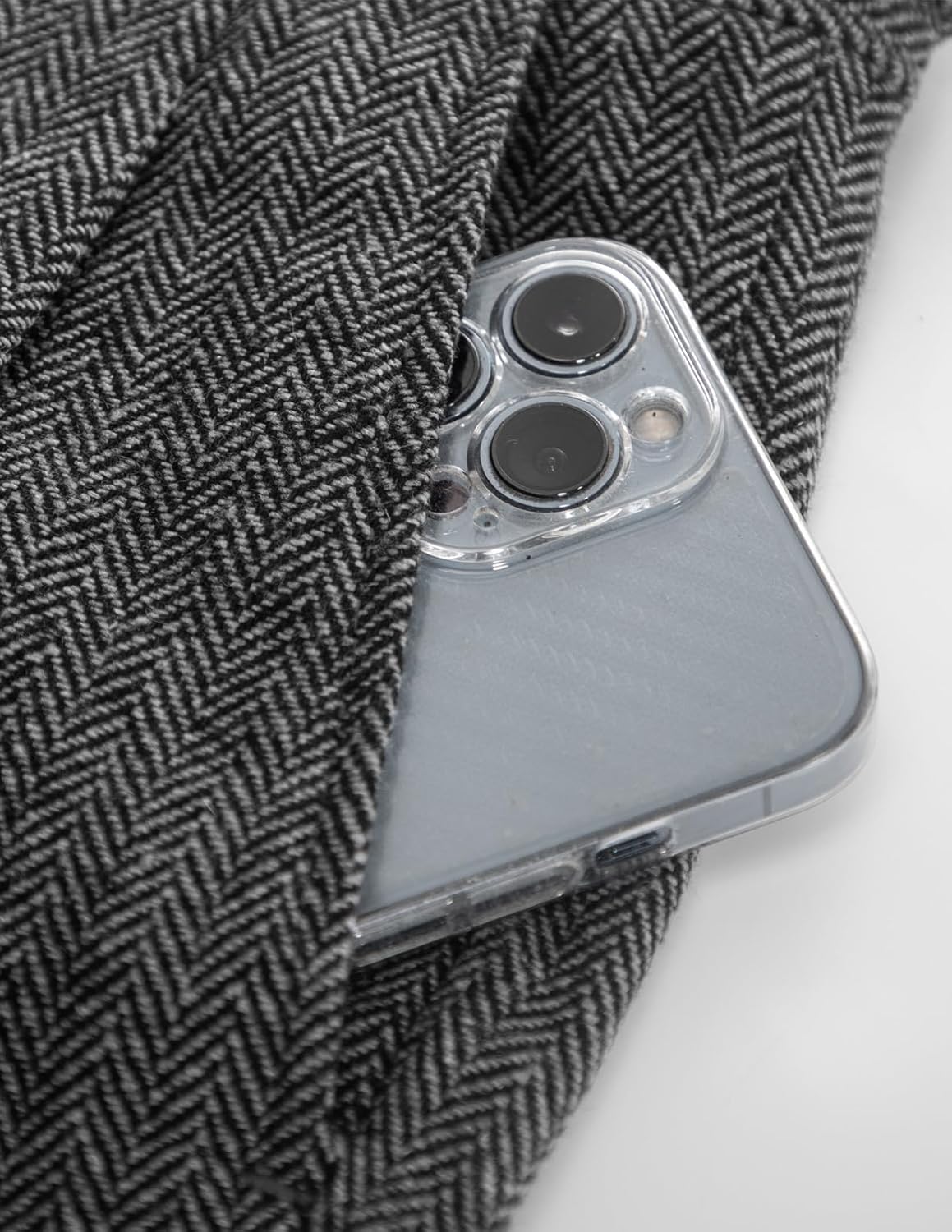 PJ PAUL JONES Mens Tweed Herringbone Pants Winter Warm Business Dress Pants for Wedding Grey - Image 5