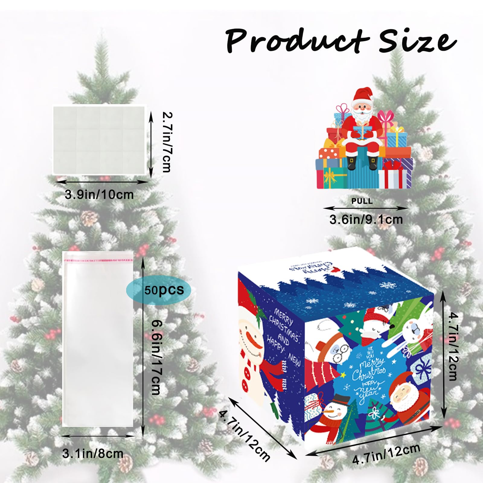 Christmas Money Pull Box,Christmas Money Gift Box Pull Surprise Money Pull Pouch for Kids/Adult,Xmas Money Box for Cash,Money Cake Pull out Cash with Xmas Card and 50P Bags,Money Reveal Box Xmas Party - Image 2