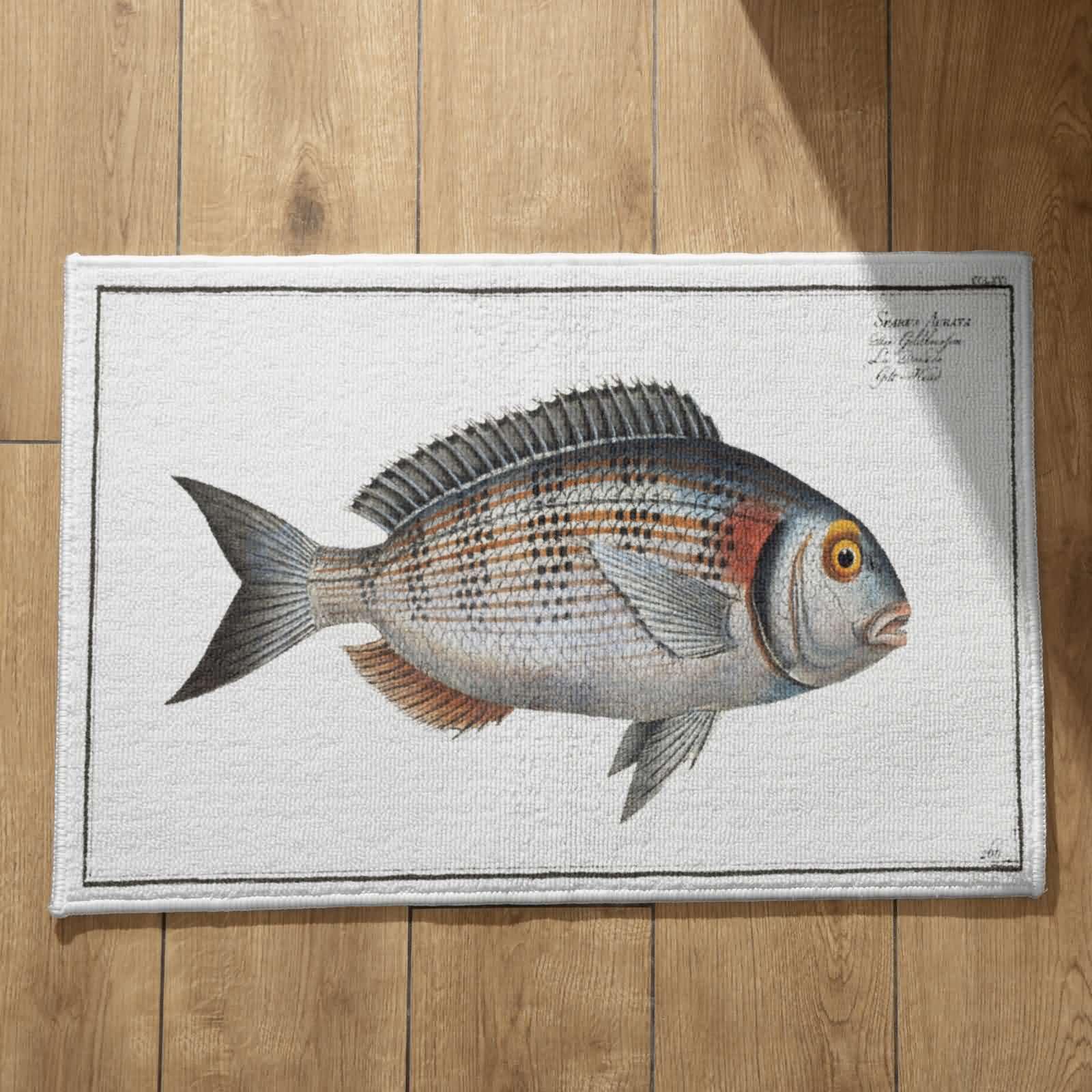 Tapis de cuisine lavable 50x80 cm antidérapant avec motif poisson coloré