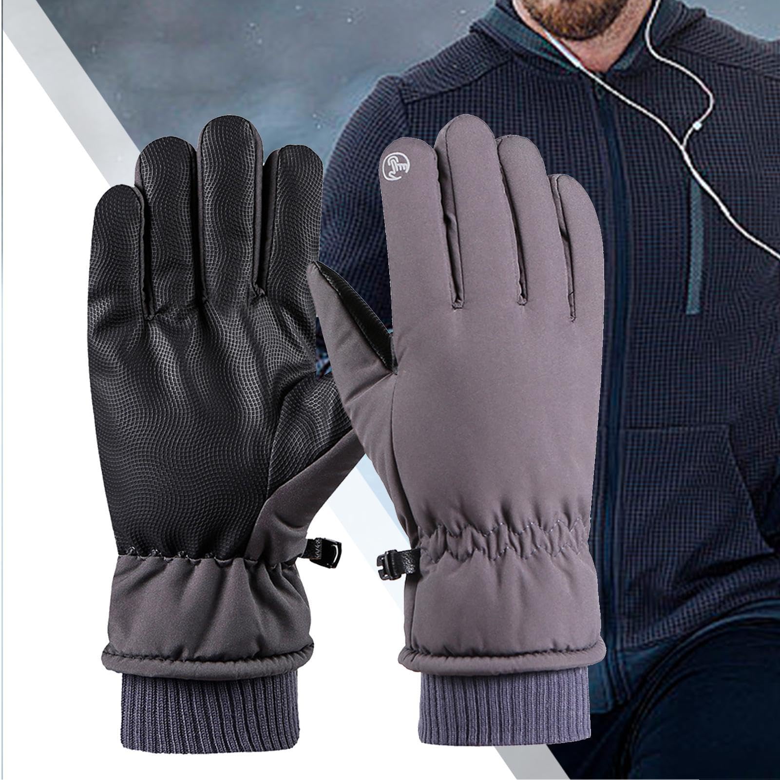 Guanti Leggeri Caldi Lycra Touchscreen Anqier Guanti Da Ciclismo Da Uomo E Donna, Invernali, Touchscreen, Antiscivolo E Caldi, Antivento, Per Ciclismo, Corsa, Sci, Guida, Nero , XL Guanti Running Uomo