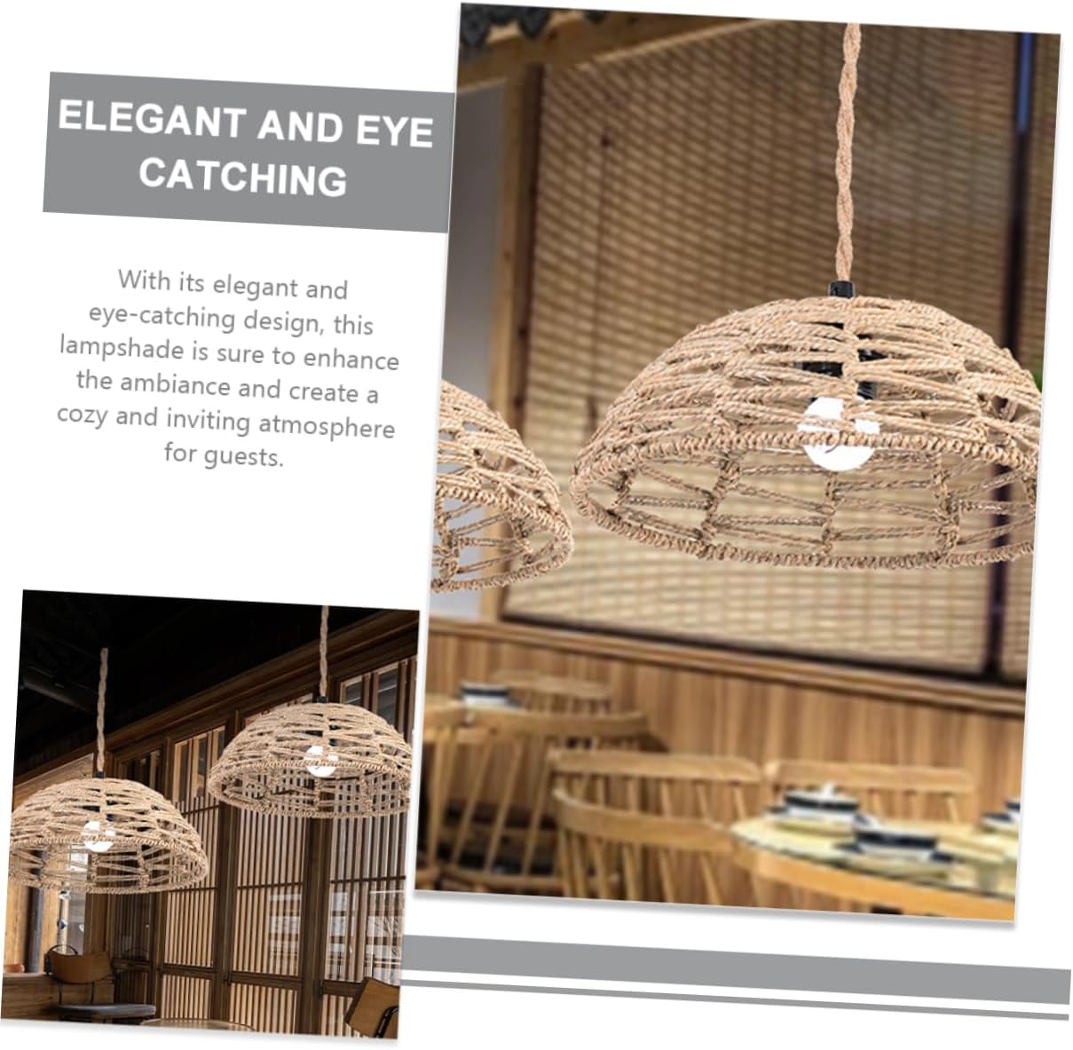 STOBOK Replacement Woven Chandelier Lampshade Durable Straw Rope Ceiling Light Fixture Stylish Pendant Shade for Restaurants Bars and Homestays Unique Design for Cozy Atmosphere