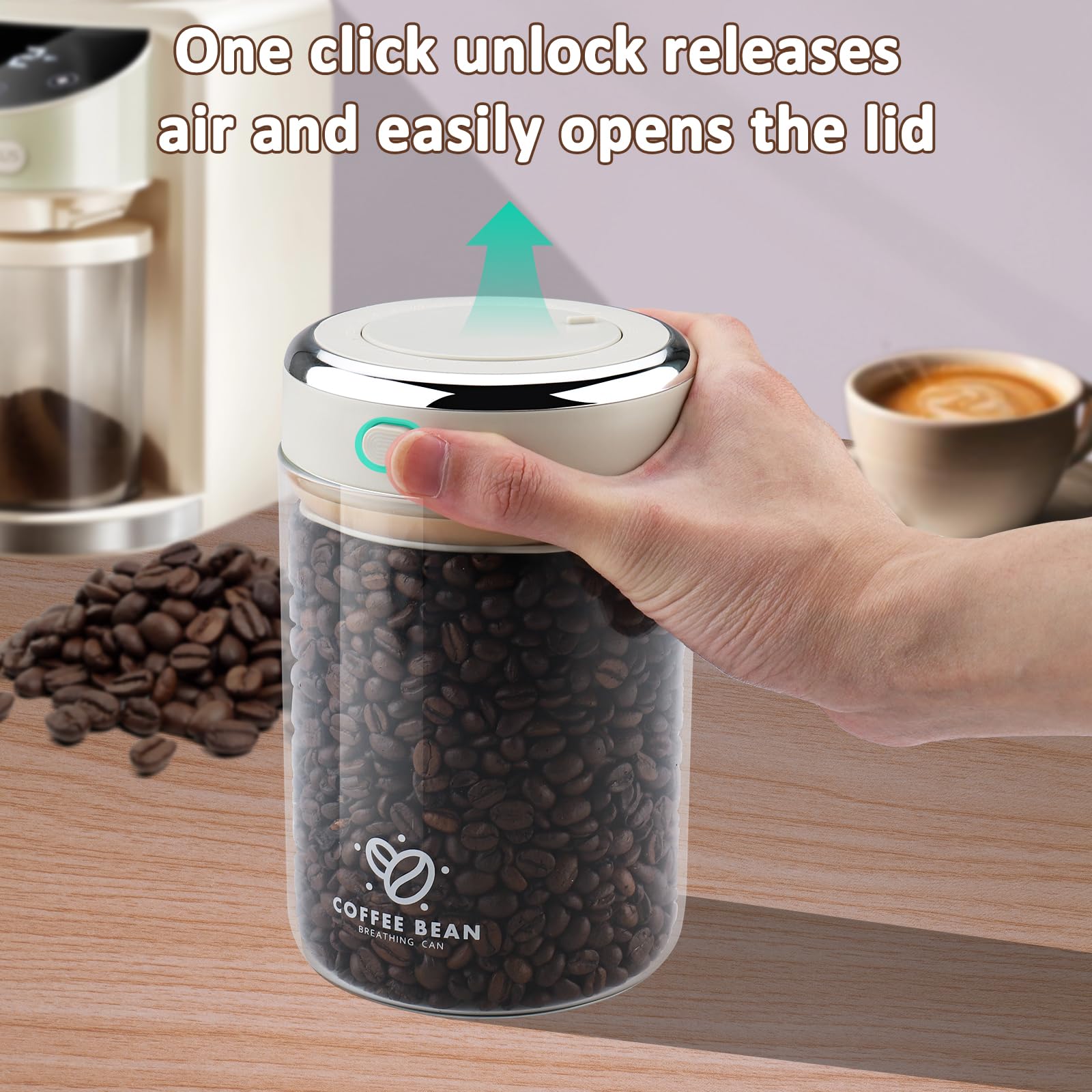 Kaffeedose 1,8L Luftdicht - Keramik Mit Vakuumdeckel, Inkl. Aufkleber & Stift