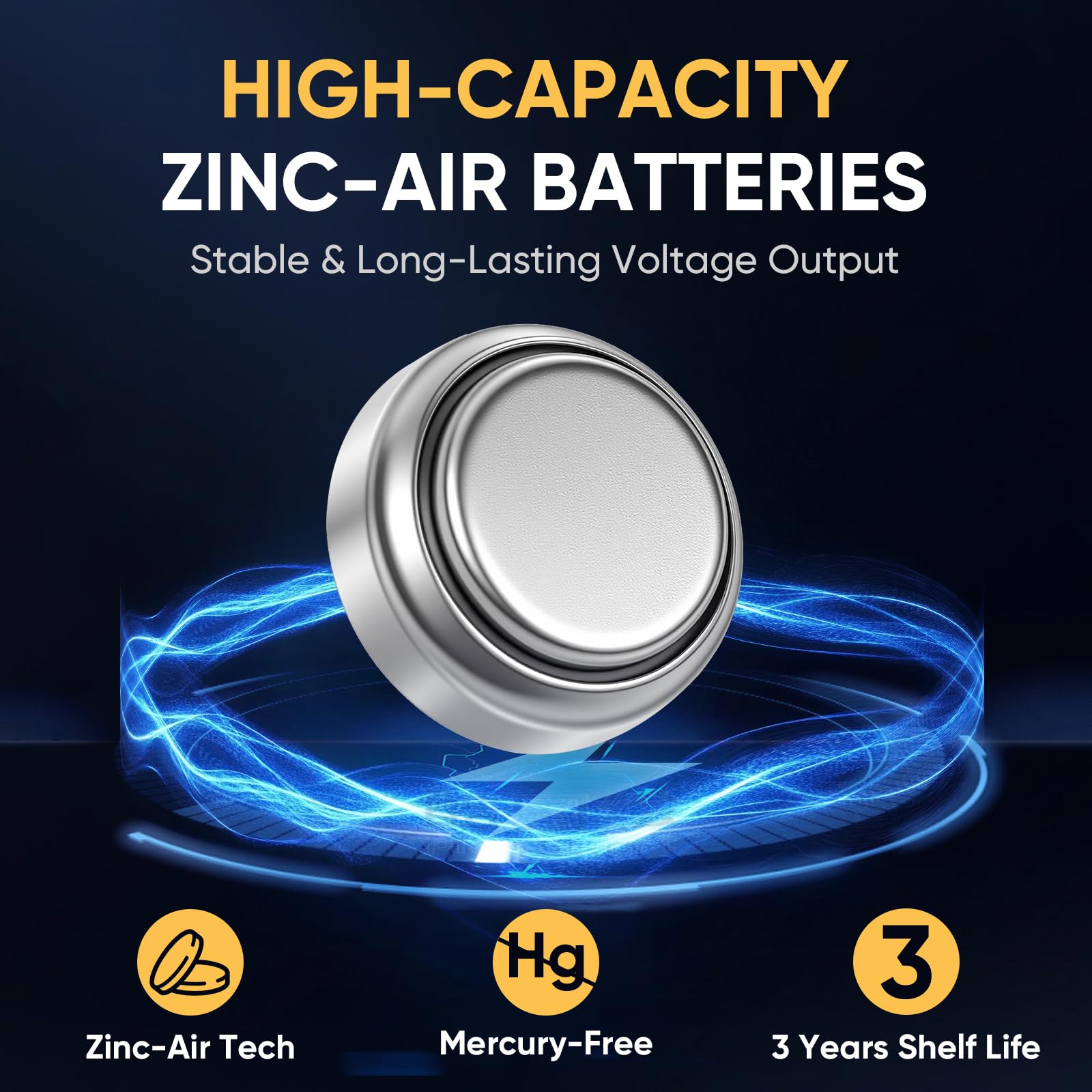Batterie per apparecchi acustici, dimensioni 312,120 pezzi, batterie Mercury zinco-aria, 1,45 Volt, a lunga durata e facili da aprire