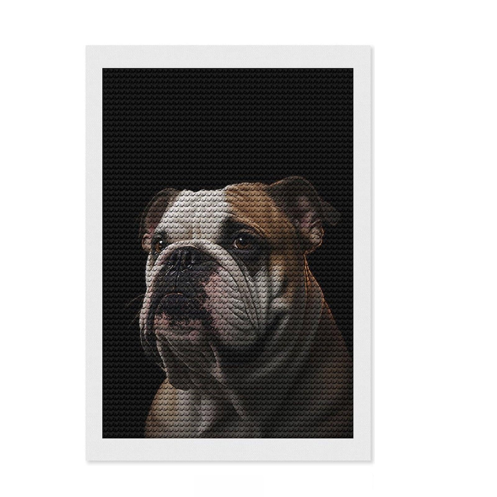Junmoney English Bulldog Portrait Diamond Painting Kit 8"x12", Stress Relief Craft, Neat Printed Canvas, Boho Decor, Festive Craft Gift