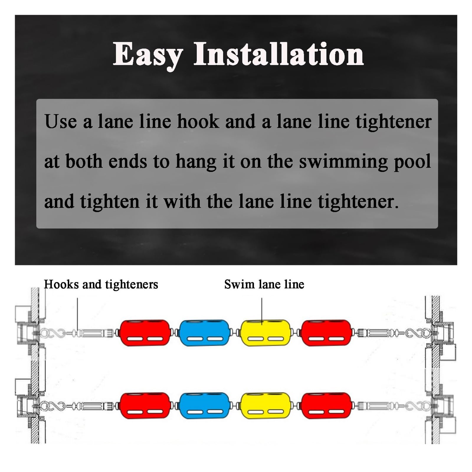 Genérico Cuerda de Seguridad para Piscinas con flotadores - Línea divisoria Flotante Duradera para Piscinas, Ideal para Seguridad y segmentación, cordón de Polietileno de Alta Resistencia para seguri