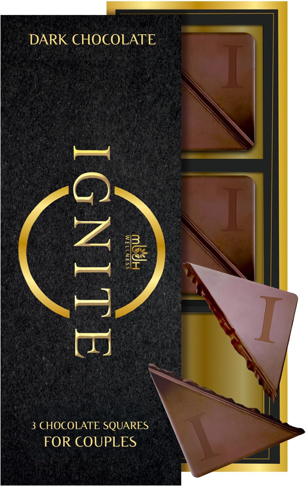 Ignite Dark Chocolate Bars – Premium 60% Cocoa Squares for Couples – Luxurious Dark Chocolate Crafted for Shared Moments, Special Occasions – Ideal for Sharing and Indulging Together – Pack of 1