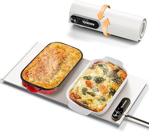 Miniatura 11 de Alfombrilla de Calentamiento para Alimentos - Ahorra Espacio, Se Adapta a Dos Bandejas de Hornear, 7 Ajustes de Temperatura, Apagado Automático