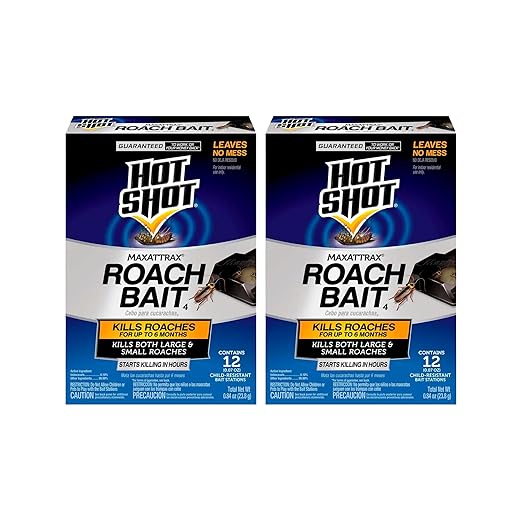 Hot Shot MaxAttrax Roach Bait 12 Count, Child-Resistant Bait Stations (Pack of 2)