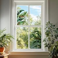 Vista 1 de Adhesivos florales para ventana con hojas verdes para decorar puertas de vidrio, hojas tropicales de plátano