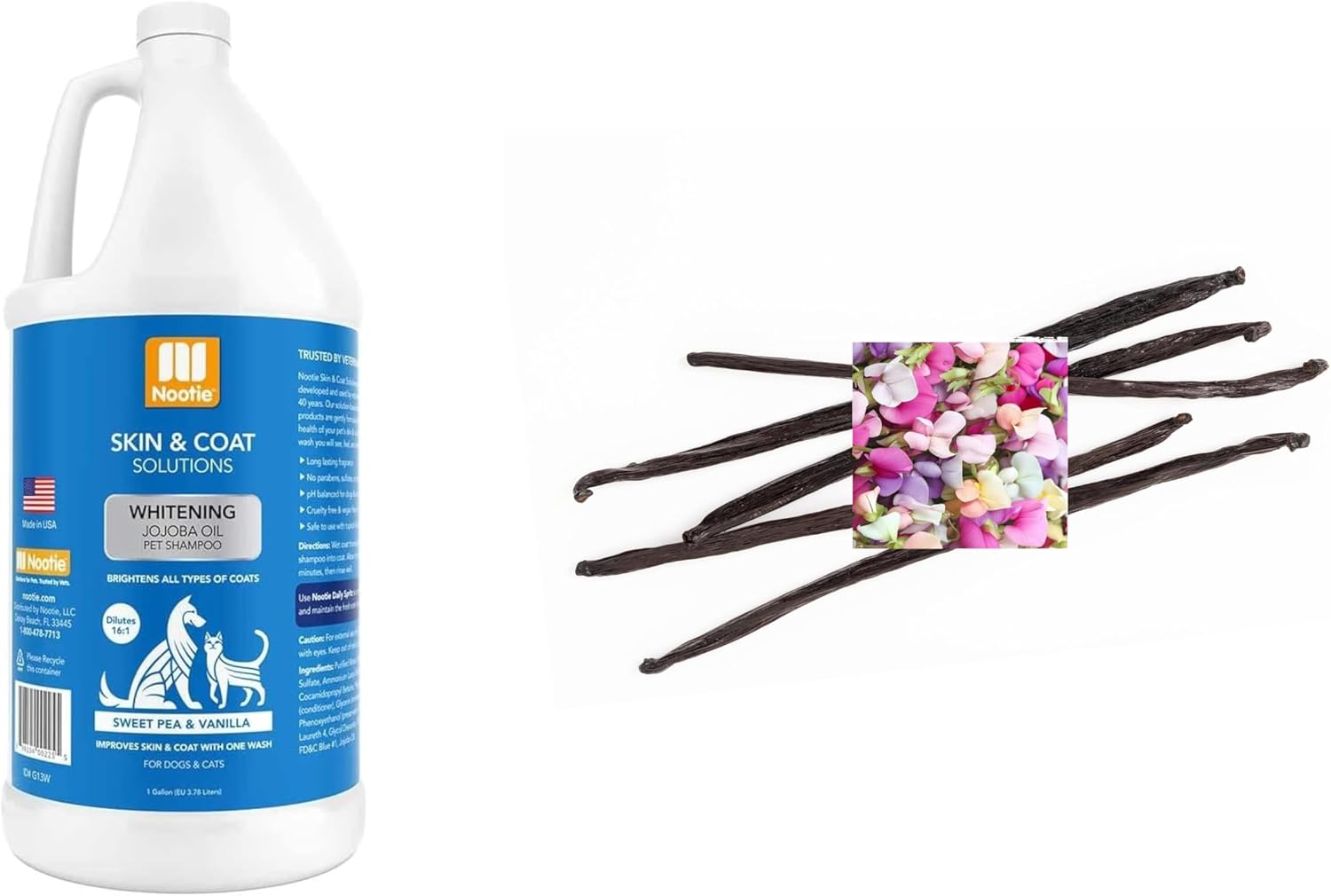 Gentle Sweet Pea Vanilla and Jojoba Oil Whitening Brightening Dog Shampoo 16oz or Gallon (1 Gallon Shampoo)