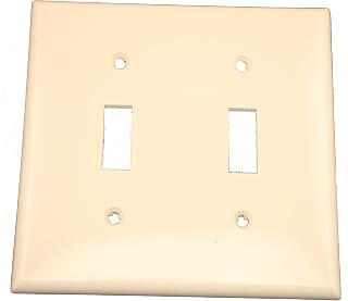 Leviton 2-Gang Toggle Device Switch Wallplate, Standard Size, Thermoplastic Nylon, Device Mount, 80709-T, Light Almond