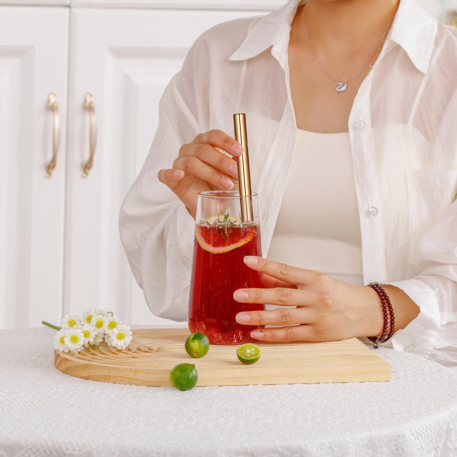 7 Pailles En Acier Inoxydable Réutilisables Avec Sac De