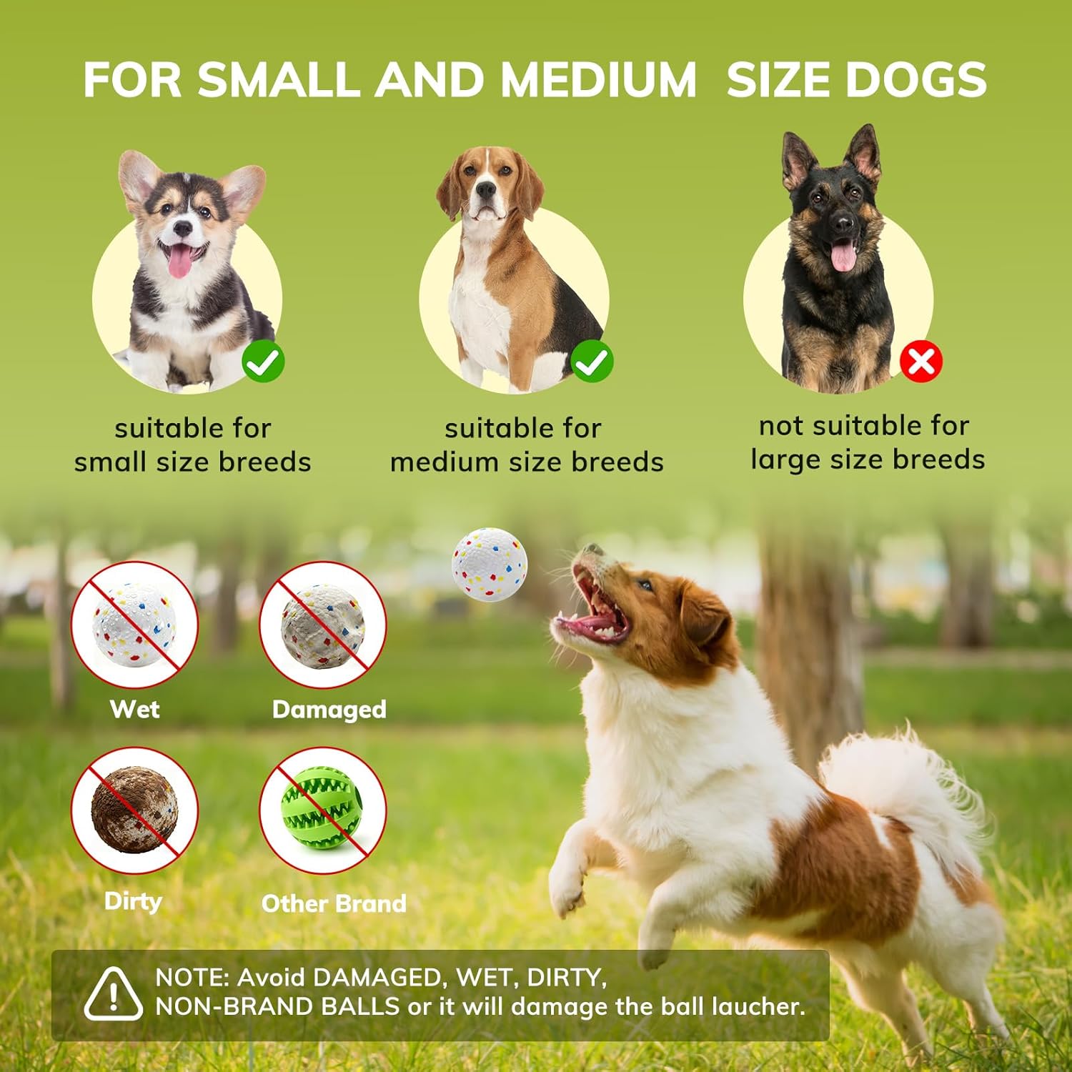 Dog Ball Launcher, Chuck It Ball Launcher, Dog Balls Thrower with 10 2.28-inch Balls, 3 Adjustable Distances, Indoor/Outdoor Toy for Small/Medium Dogs, Rechargeable