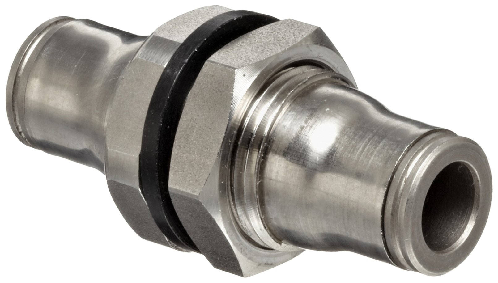 Legris 3816 56 00 Stainless Steel 316 Push-to-Connect Fitting, Inline Bulkhead Union, 1/4" Tube OD