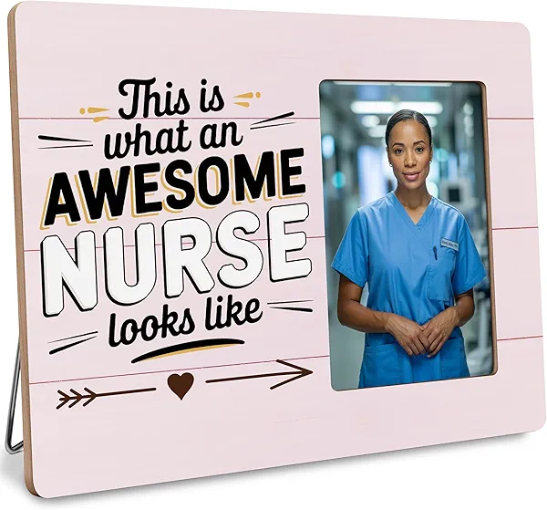 DIMSEOIUS Nurse Gifts Picture Frame, Nurses Appreciation Gift, This Is What an Awesome Nurse Looks Like Frames Fits 4x6 Photo