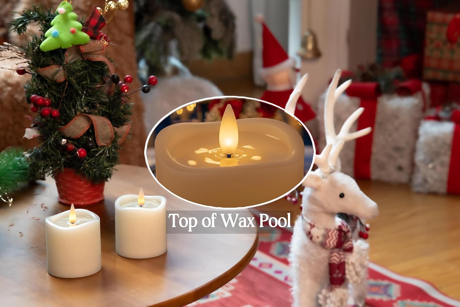Flameless Pillar Candles Flickering with Remote Timer, Battery Operated LED Candles Up to 400 Hours, 3D Moving Flame Real Wax Candles. (Ivory with Art Water)
