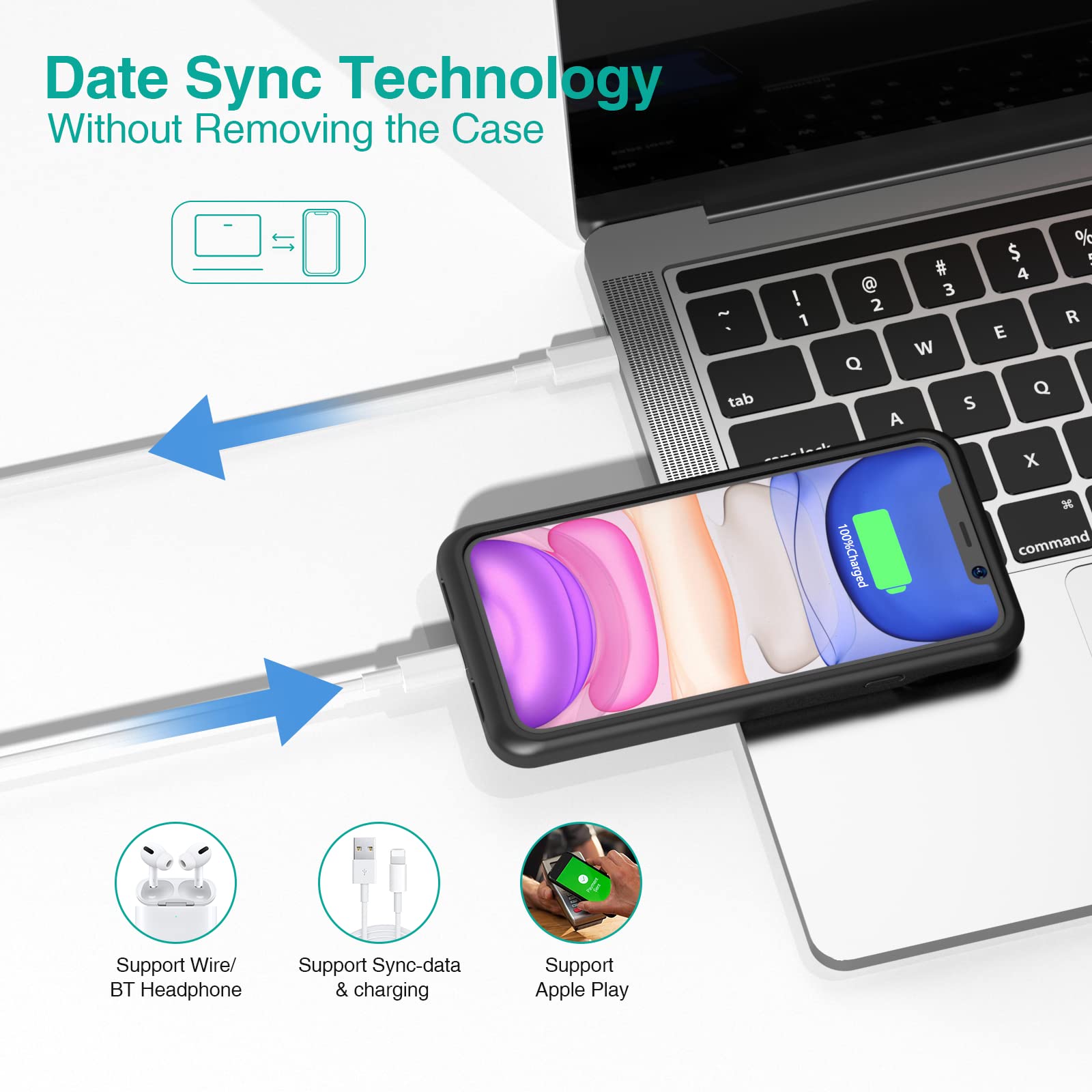 BAHOND Battery Case For IPhone XR, 6000mAh Rechargeable Extended