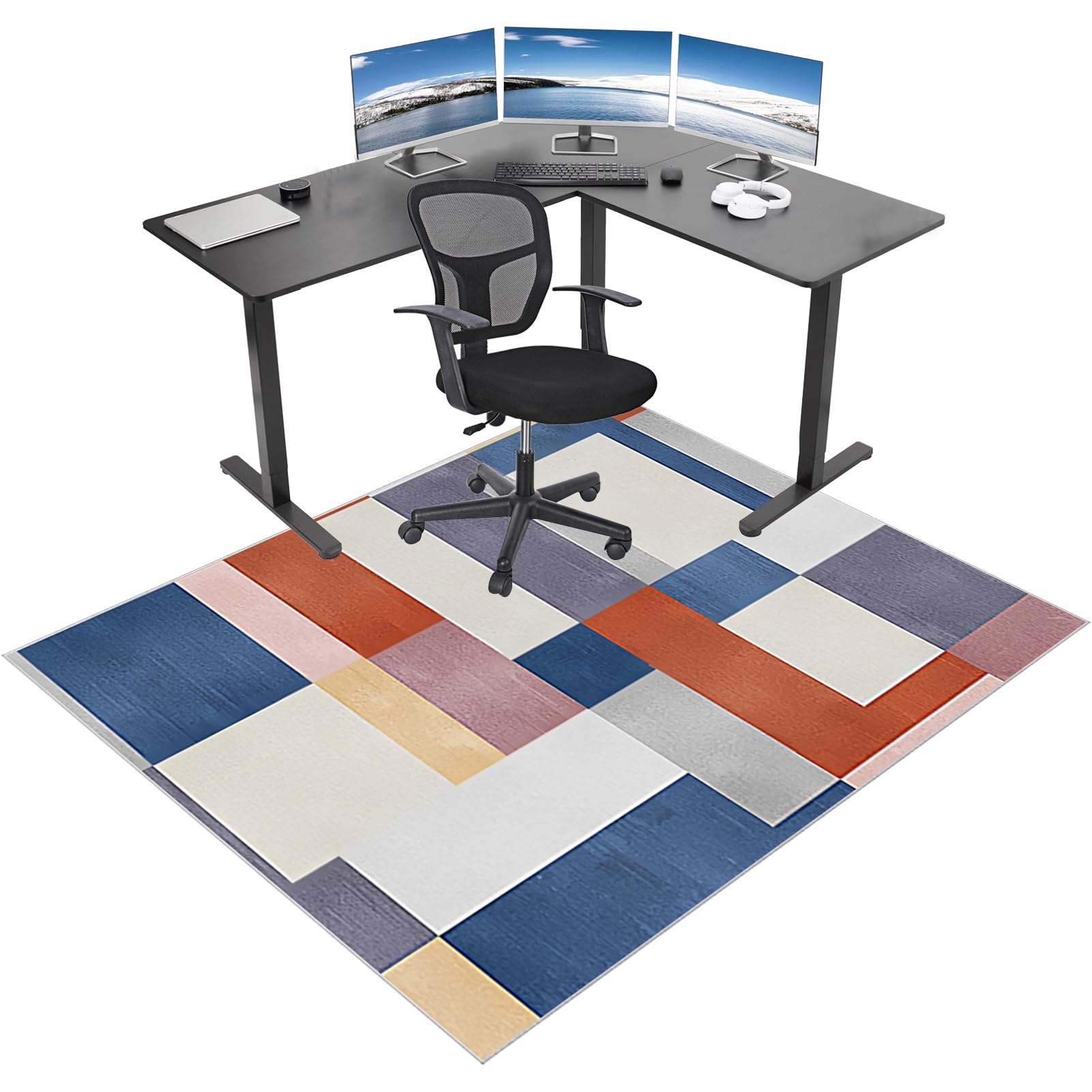 Office Chair Mat for Hardwood Floors, Gaming Computer Chair Mat, Desk Chair Mat for Carpeted Floor 120 x 140 cm, Floor Mat for Office Chair Carpet Protector, Home Office Chair Mat Rug for Laminate