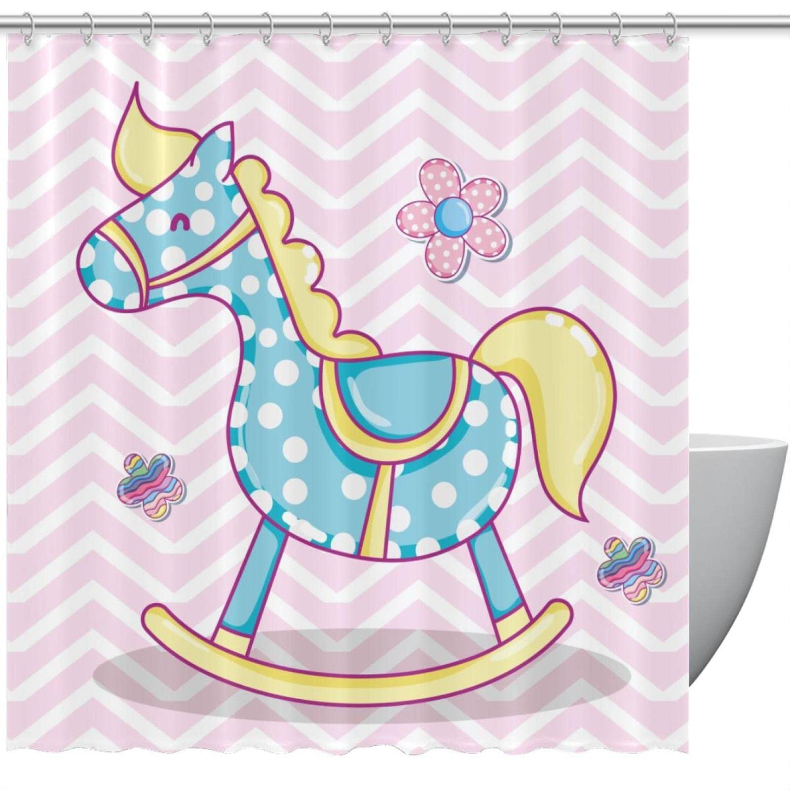 Rideau de douche cheval aquarelle pour créer une ambiance nature au bain