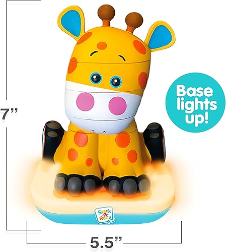 Miniatura 3 de Stack-a-Roos Baby Giraffe por Salus Brands - Juguete apilable de animales, juguete educativo de aprendizaje temprano para bebés, niños pequeños, a