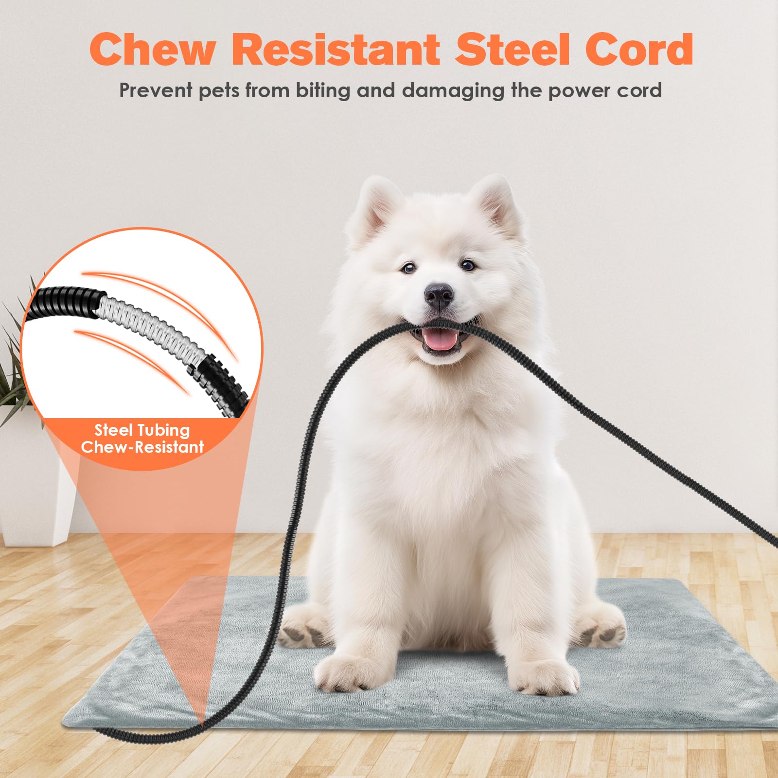 Tappetino Riscaldante per Cani Gatti, Tappeto Riscaldante per Animali Domestici con 4 Timer& 6 Livelli Temperatura 30-55℃, Coperta Termica Gatto Cani Anti-Morso Impermeabile (XL - 90X60cm)