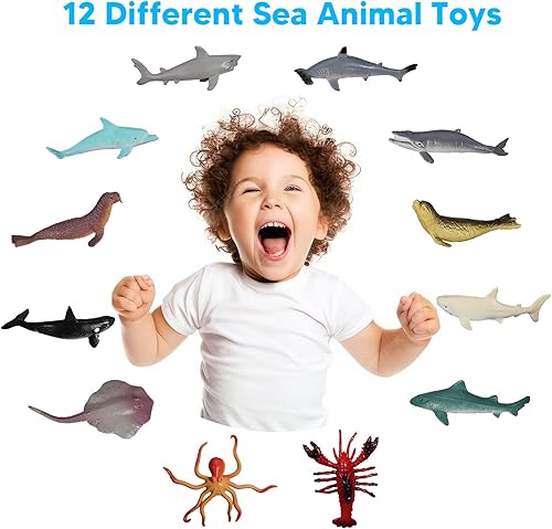 Miniatura 3 de Bombas de baño para niños con juguetes sorpresa en el interior, paquete de 12 bombas de baño orgánicas para niños con animales marinos del océano