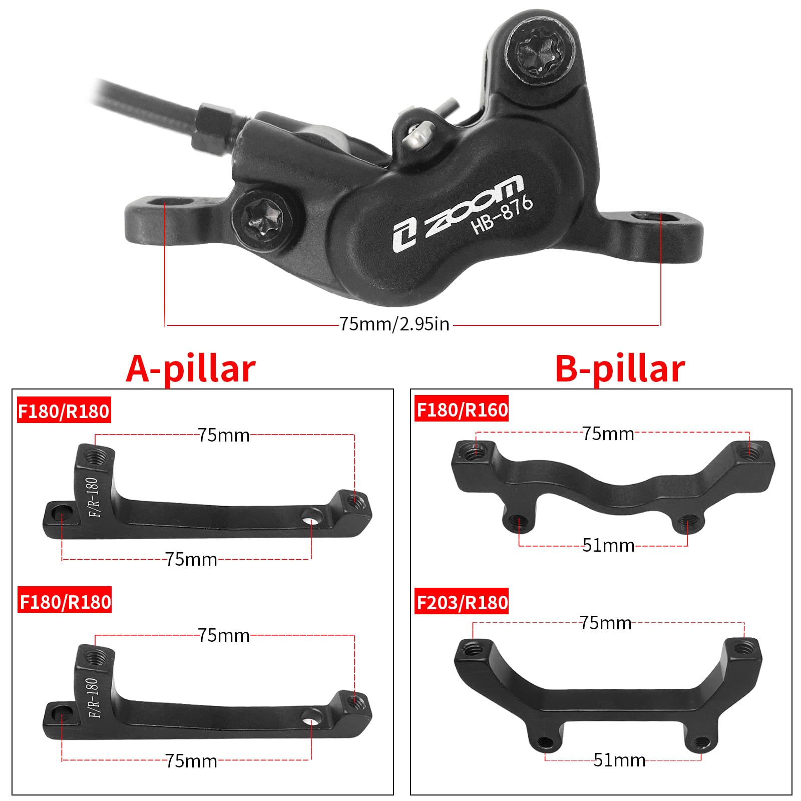 Amazon.com: HAIKS Zoom HB876E Hydraulic Disc Brakes Set 4-Pistons
