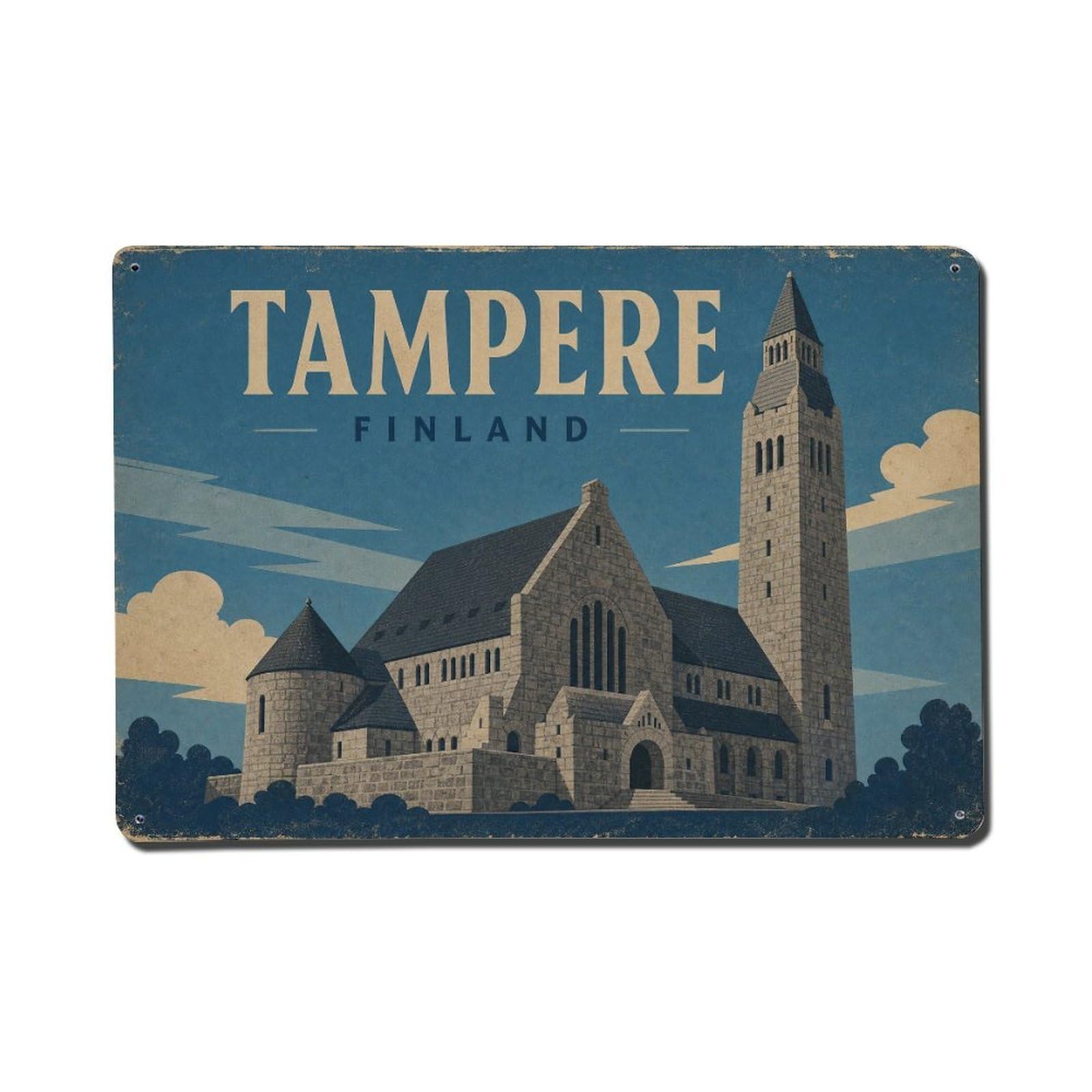Vintage Travel Finland Tampere Metal Tin Sign Plaque Wall Decor for Cafe, Club Bar, Office, Garden Metal Poster 8x12Inch