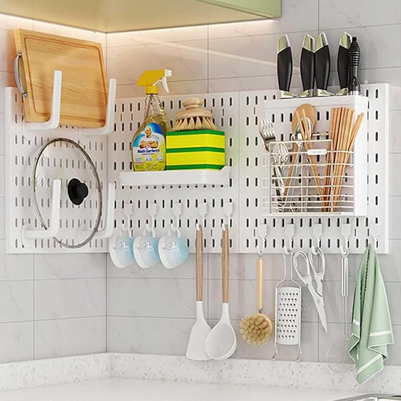 60 x 60cm Pegboard Combination Kit, Wall-Mounted Craft Organiser