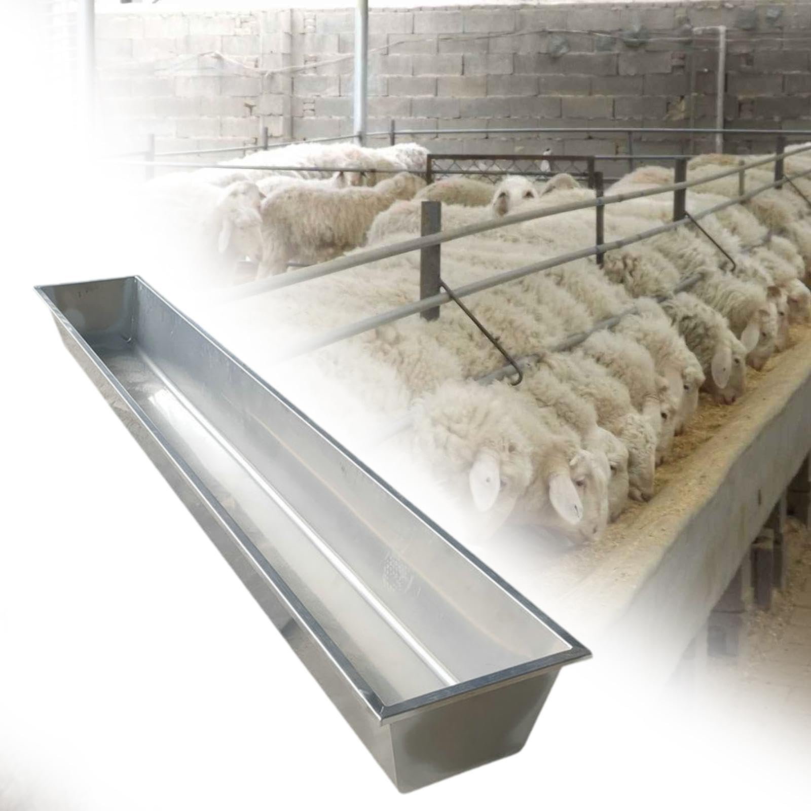Comedero para Ganado y Bebedero de Acero Inoxidable Grande (100cm/39in) - para Vacas, Cerdos, Cabras, Ovejas