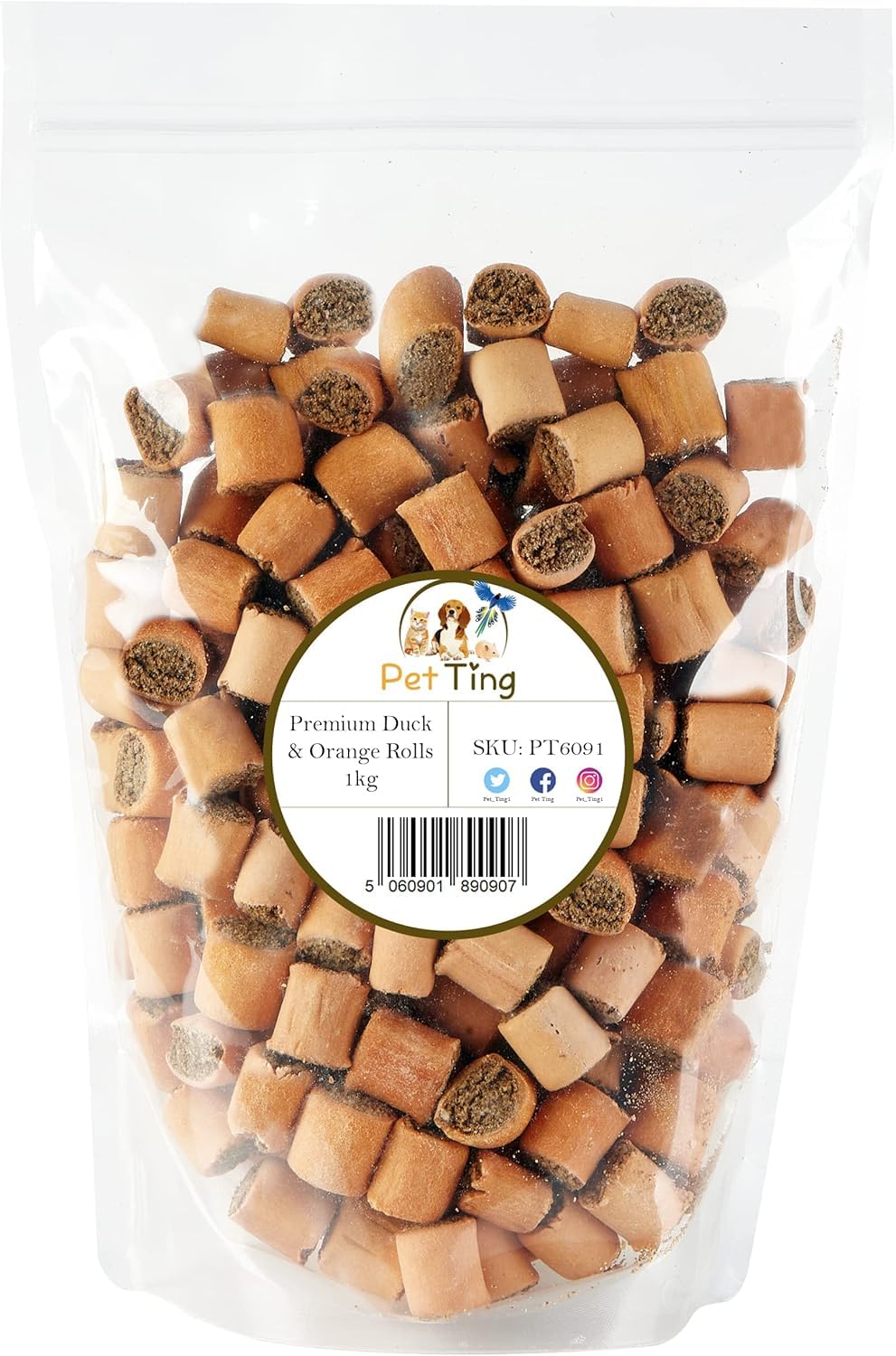 Duck and Orange Rolls Dog Treat Crunchy Biscuits, 1KG Bag