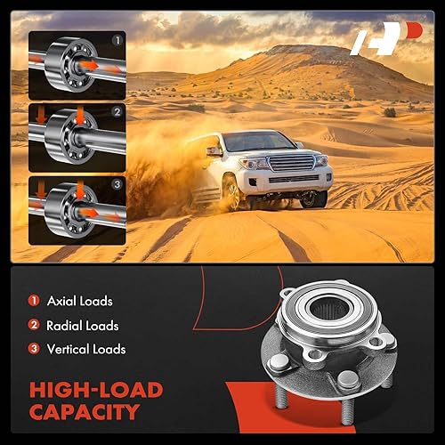 Miniatura 5 de A-Premium 2 rodamientos de rueda delantera y conjunto de cubo con 5 lengüetas compatibles con Mazda CX-5 2013-2022, 6 2014-2019, repuesto # 513347