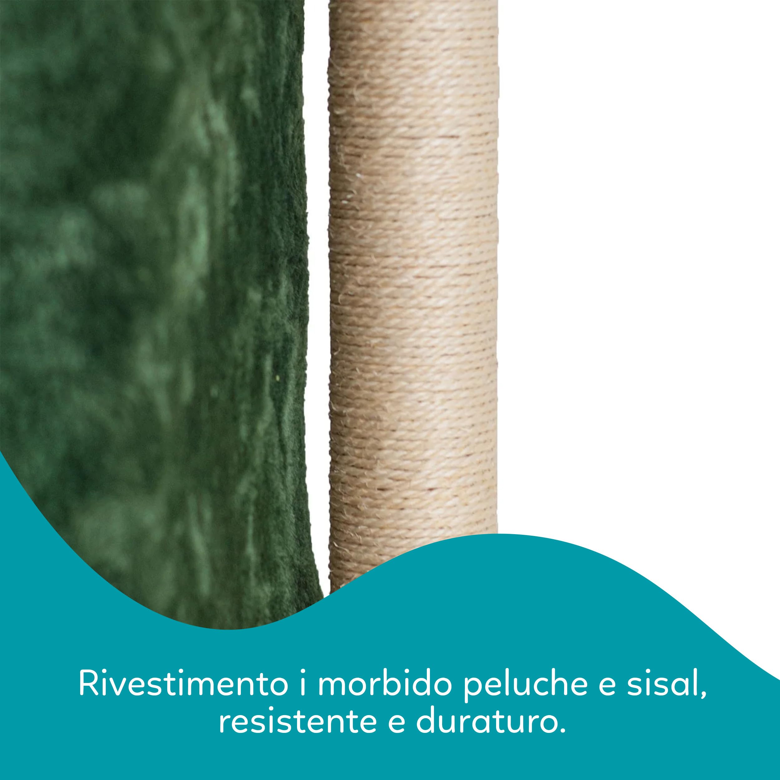 Aqpet Tiragraffi con Cuccia e Amaca in Sisal e tessuto, Alto 75 cm per il massimo divertimento del tuo gatto, Colore Beige/Verde