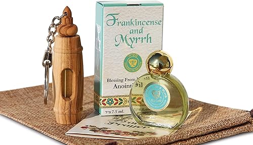 Miniatura 1 de Llavero cristiano con incienso y mirra, aceite de unción de Israel, regalos de madera de olivo, perfecto para orar, curación y meditación, aceite