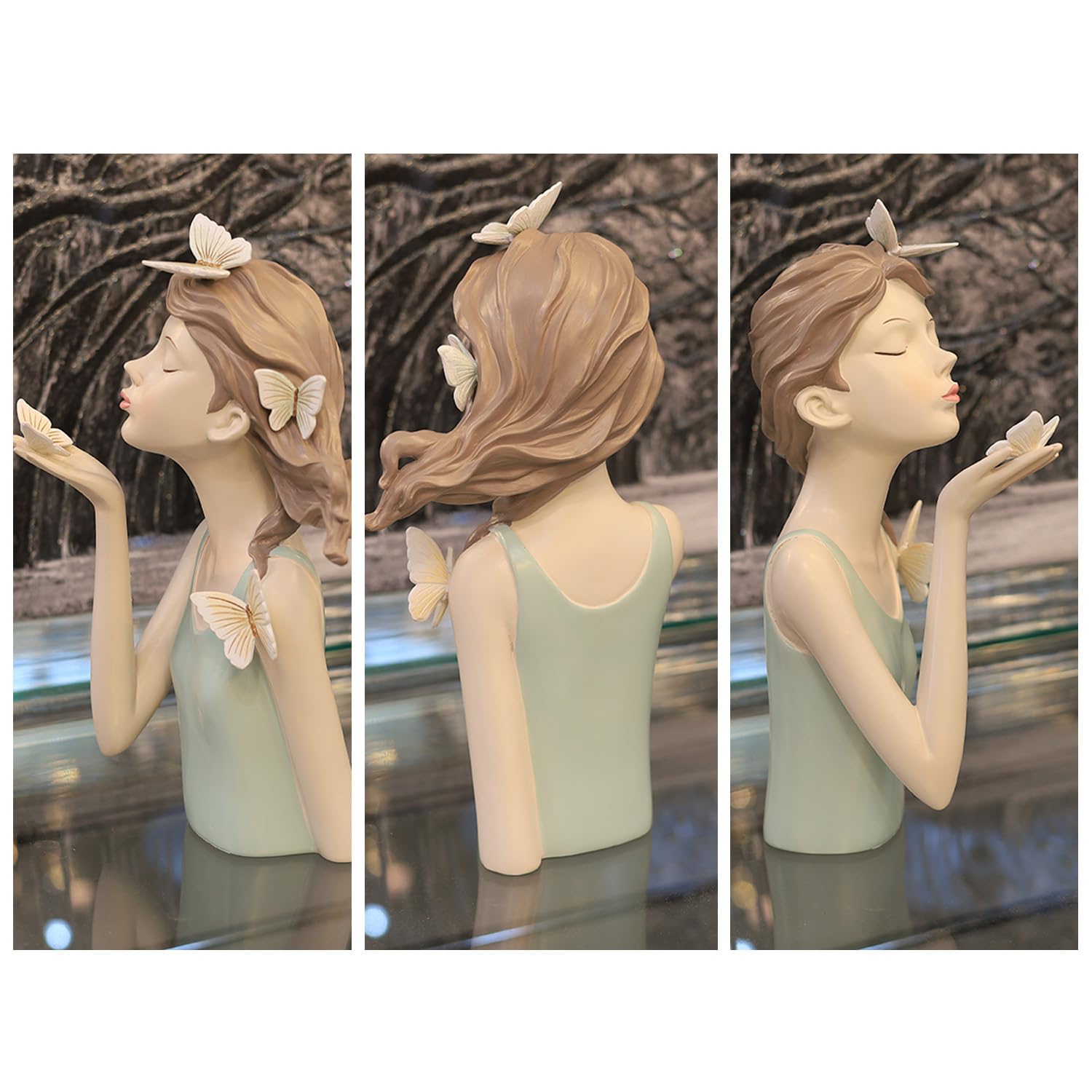 Lesser & Pavey Papillon Chic Peach Girl Figurine 31cm, Papillon Chic Green 31cm - Image 2