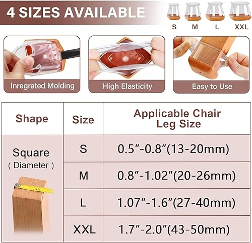 Miniatura 4 de Protector de suelo para patas de silla, deslizadores de suelo, protectores de goma para patas de sillas para suelos de madera dura, almohadillas de