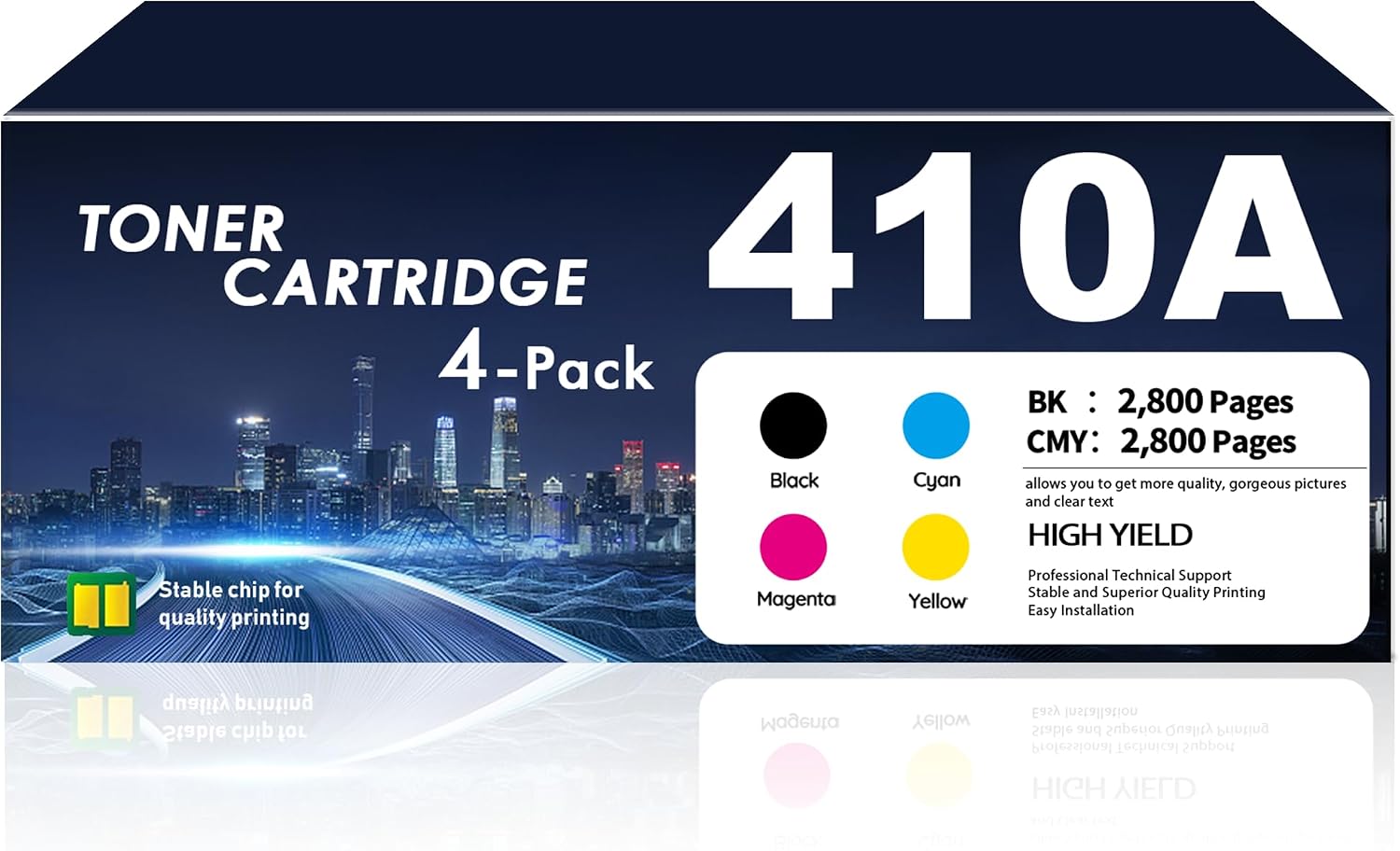 410A Black,Cyan,Magenta,Yellow Toner Cartridges 4 Pack Compatible for HP 410A 410X Works with Color Laser Jet Pro MFP M477fdn M477fdw M477fnw M452dn M452dw M452nw Printer | CF410A CF411A CF412A CF413A