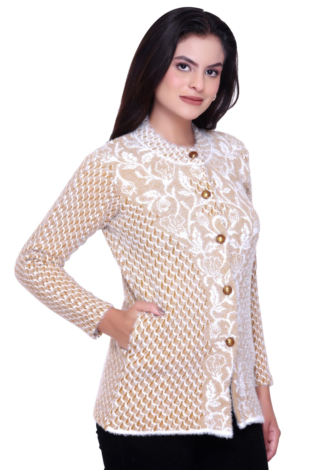 fashstore Womens Winter Wear self Design Regular Cardigan Sweater-picture-15