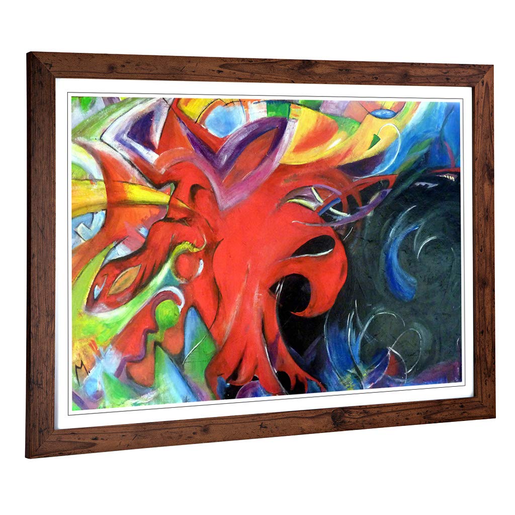 Big Box Art Framed Print of Franz Marc Fighting Forms 2 Design | Wall Art Picture | Home Decor for Kitchen, Living, Dining Room, Bedroom, Hallway, Office, Walnut, A2 / 24.5x18 Inch / 62x45cm