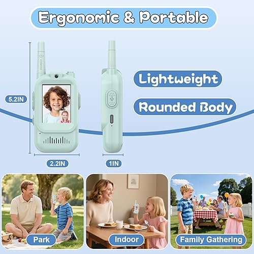 Miniatura 5 de Walkie Talkies para niños, paquete de 2, radios bidireccionales recargables de largo alcance, juguetes para niños y niñas de 3 a 5 años, aventura al