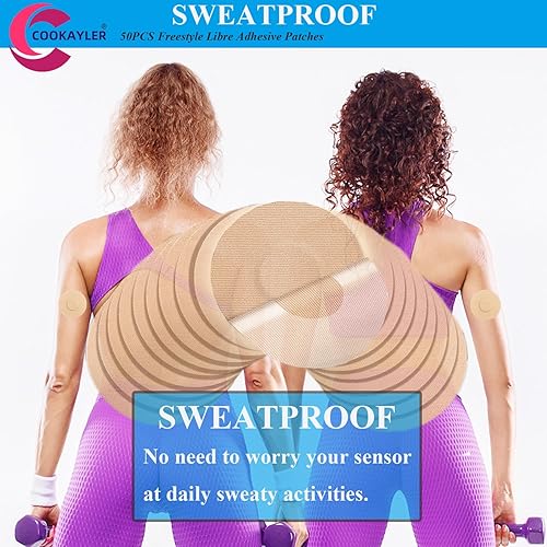 Miniatura 3 de Paquete de 50 cubiertas impermeables para sensores para Freestyle Libre 23, parches adhesivos CGM sin pegamento en el centro, cinta precortada para