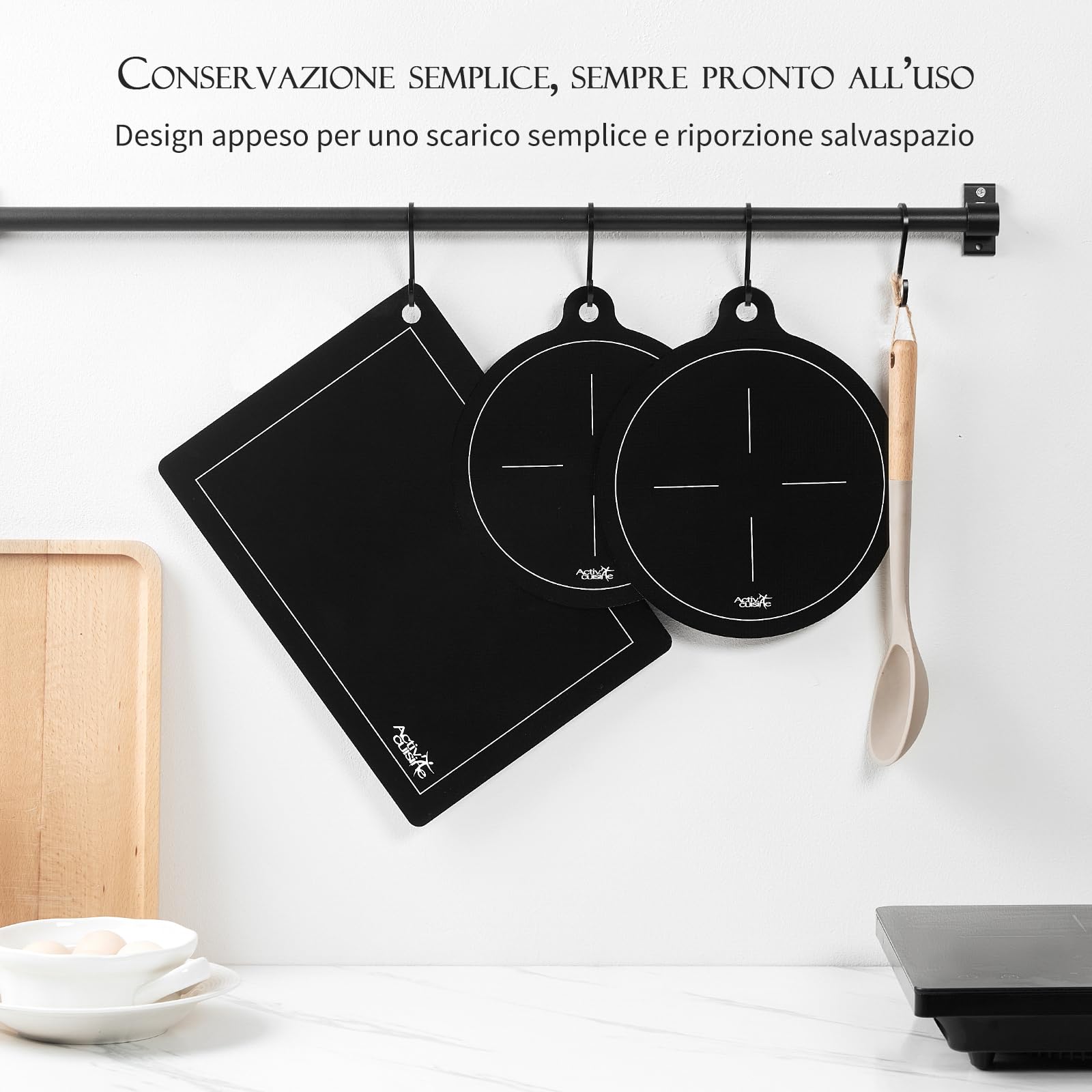ACTIV CUISINE Protezione piano induzione, copri piano induzione, adattatore induzione per pentole induzione, resistente al calore in silicone e fibra di vetro, protegge da graffi e ustioni, 5 pezzi