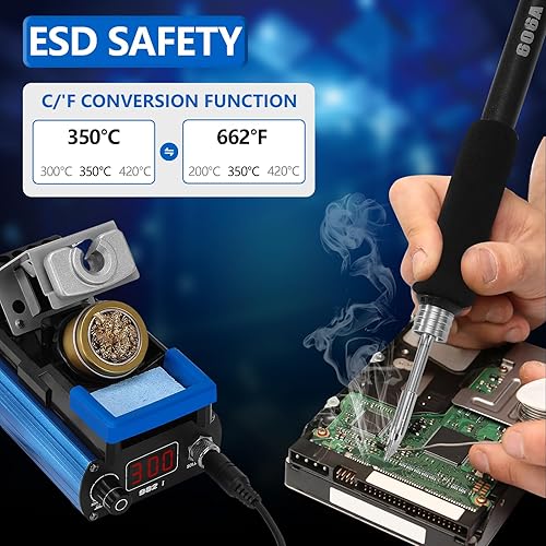 Miniatura 4 de Estación de soldadura 982, kit de estación de soldador de alta potencia de 120 W, pantalla digital, calentamiento rápido dentro de 5S, puntas de