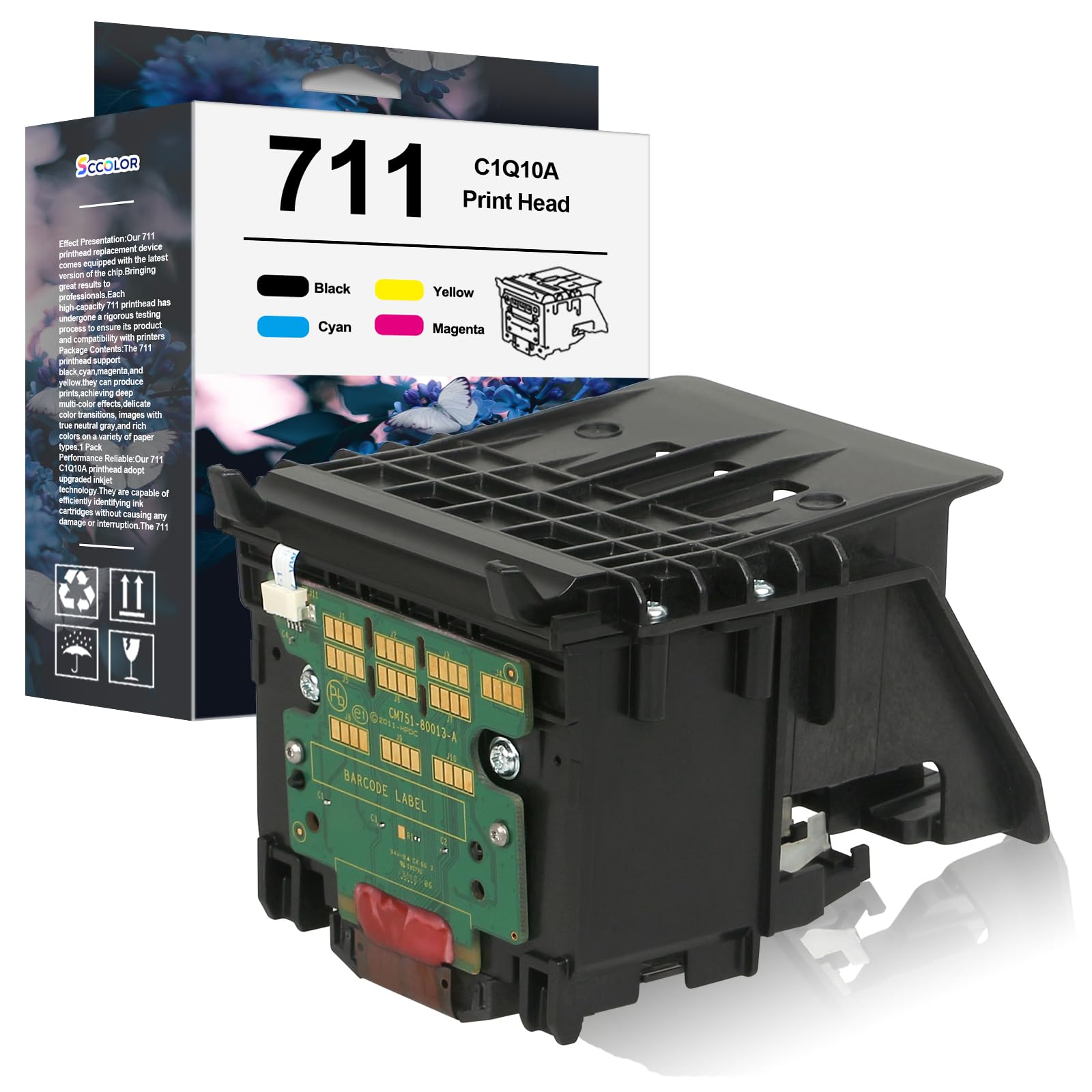 Photo 1 of SCCOLOR 711 Printhead Kit High Yield C1Q10A Pinter Head Compatible with 711 PinterHead (with Chip Upgraded) Replacement for T120 T125 T130 T520 T525 T530 T100 Large Format Plotter Printer