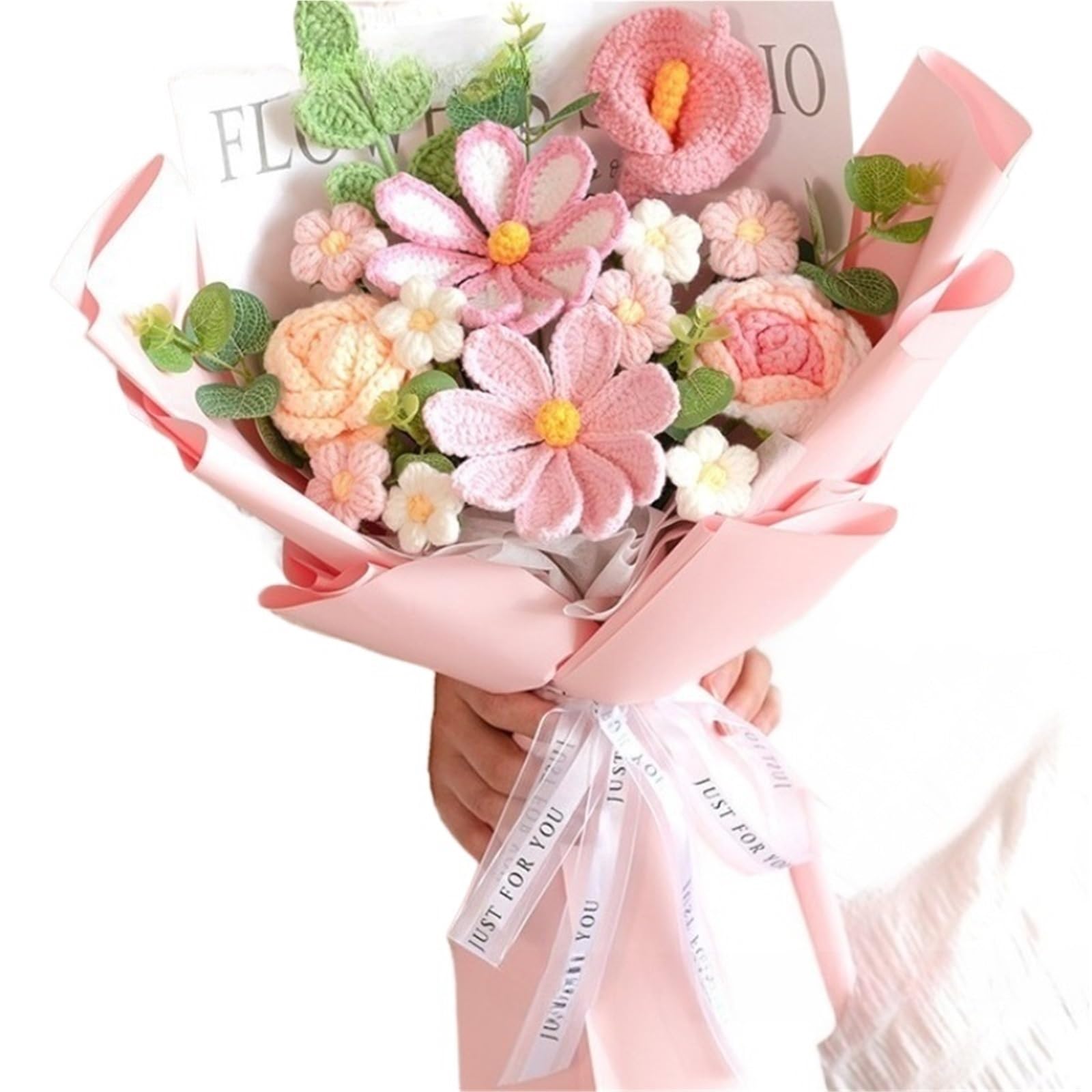 ENWWCH Hand-crocheted Wool Flower, Large Bouquet Of Simulated Flowers, Birthday Gift For Home(Color2)
