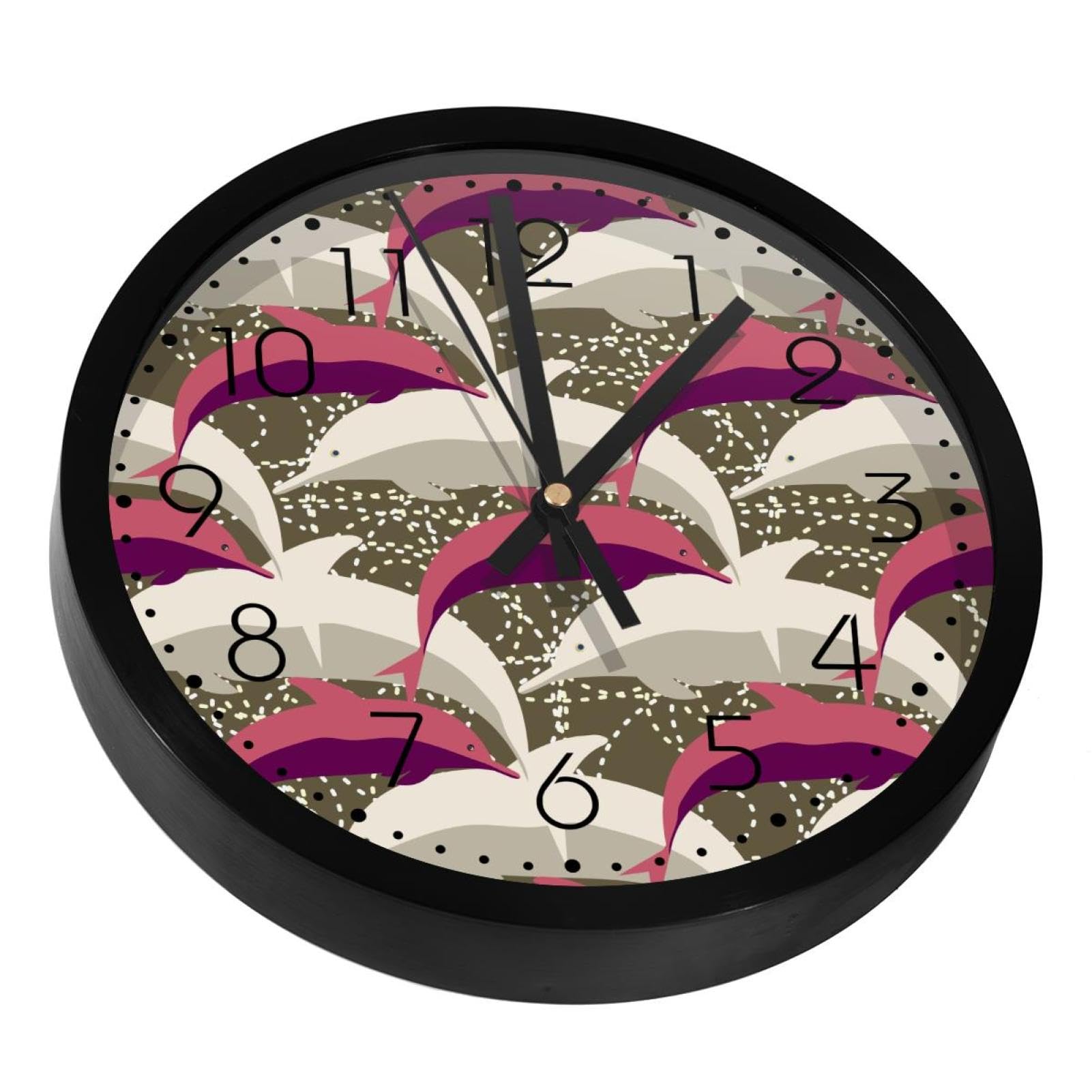 Horloge murale silencieuse dauphins au design épuré pour bureau