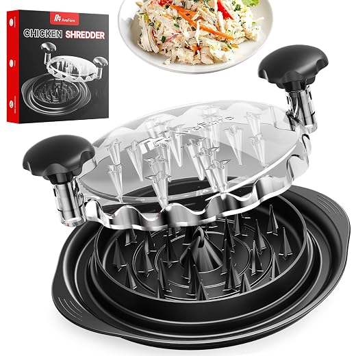 Chicken Shredder, 10.8" Visible Chicken Breast Shredder Tool Twist, Large Meat Shredder Machine - Ergonomic Handle, Dishwasher Safe, Anti-Slip, Cleaning Brush, Heat Resistant, BPA Free