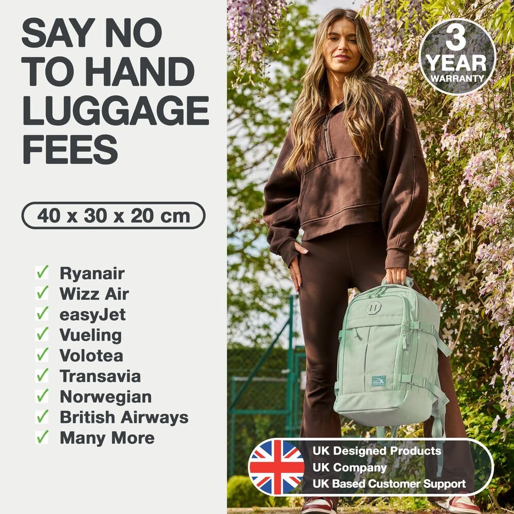 Cabin Max Metz Torba kabinowa 24 l 40 x 30 x 20 cm, idealna do wynajęcia pod siedzeniem, Wizzair, Vueling i innych (poliester z recyklingu rPE)